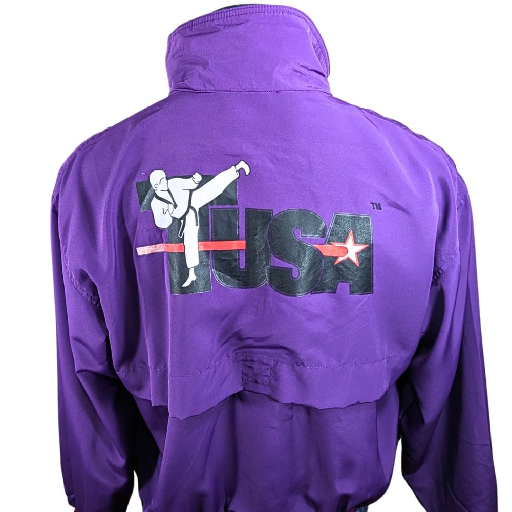 USA Karate Size M/L Purple Zip Up Vintage 80s Jacket Coat MINT - Picture 8 of 14